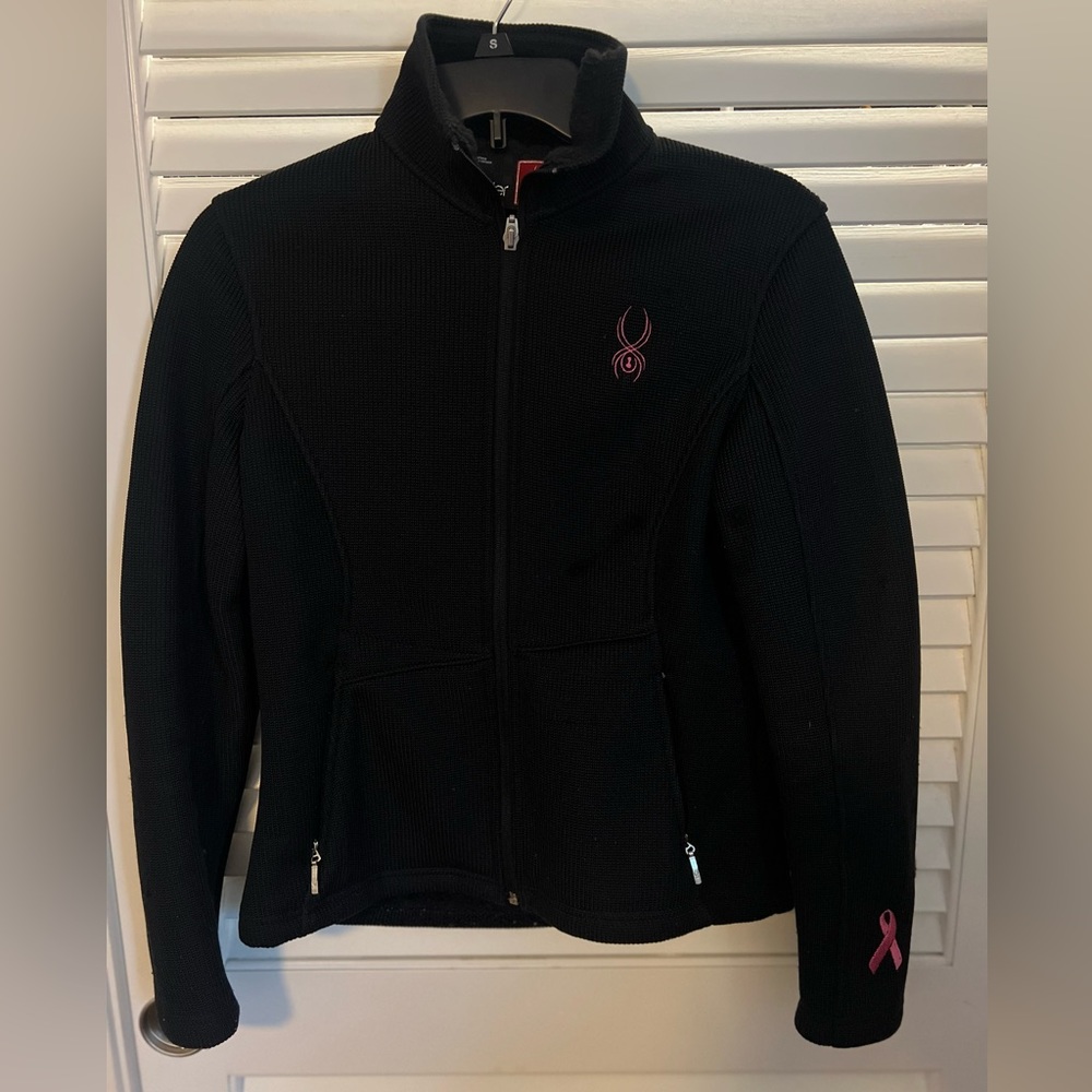 SPYDER Black Breast Cancer Awareness Fleeced Lined Jacket ; Spyder jacket.